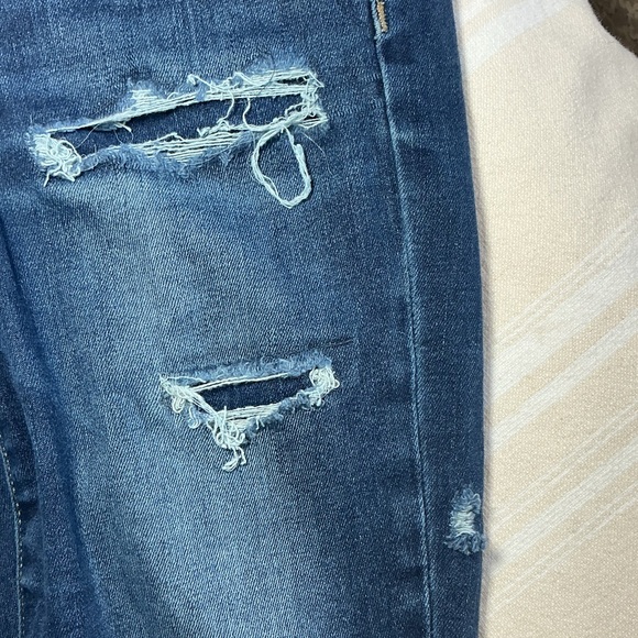 American Eagle Outfitters Dark Blue Distressed Skinny Jeans - Picture 4 of 13